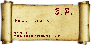 Böröcz Patrik névjegykártya